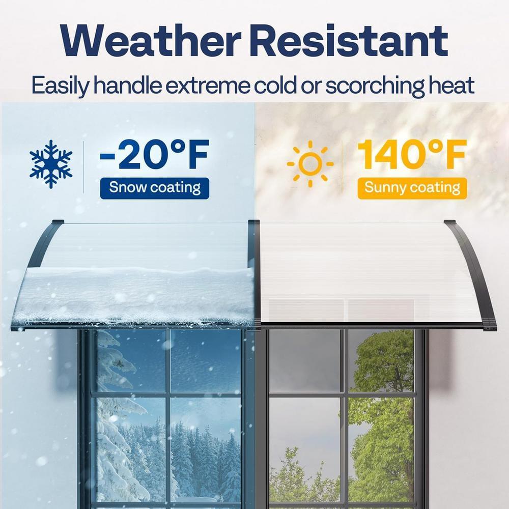 VIVOHOME VIVOHOME 77.4'' W x 11'' D Plastic Clear/Black Cover Retractable Door / Window Awning