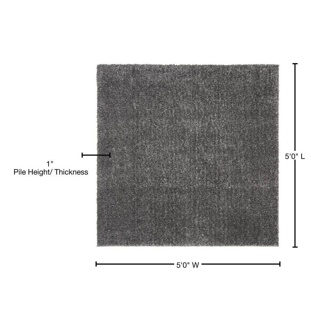 August Shag 900 AUG900 Power Loomed Indoor Area Rug - Grey - 5'3"x5'3" - Safavieh