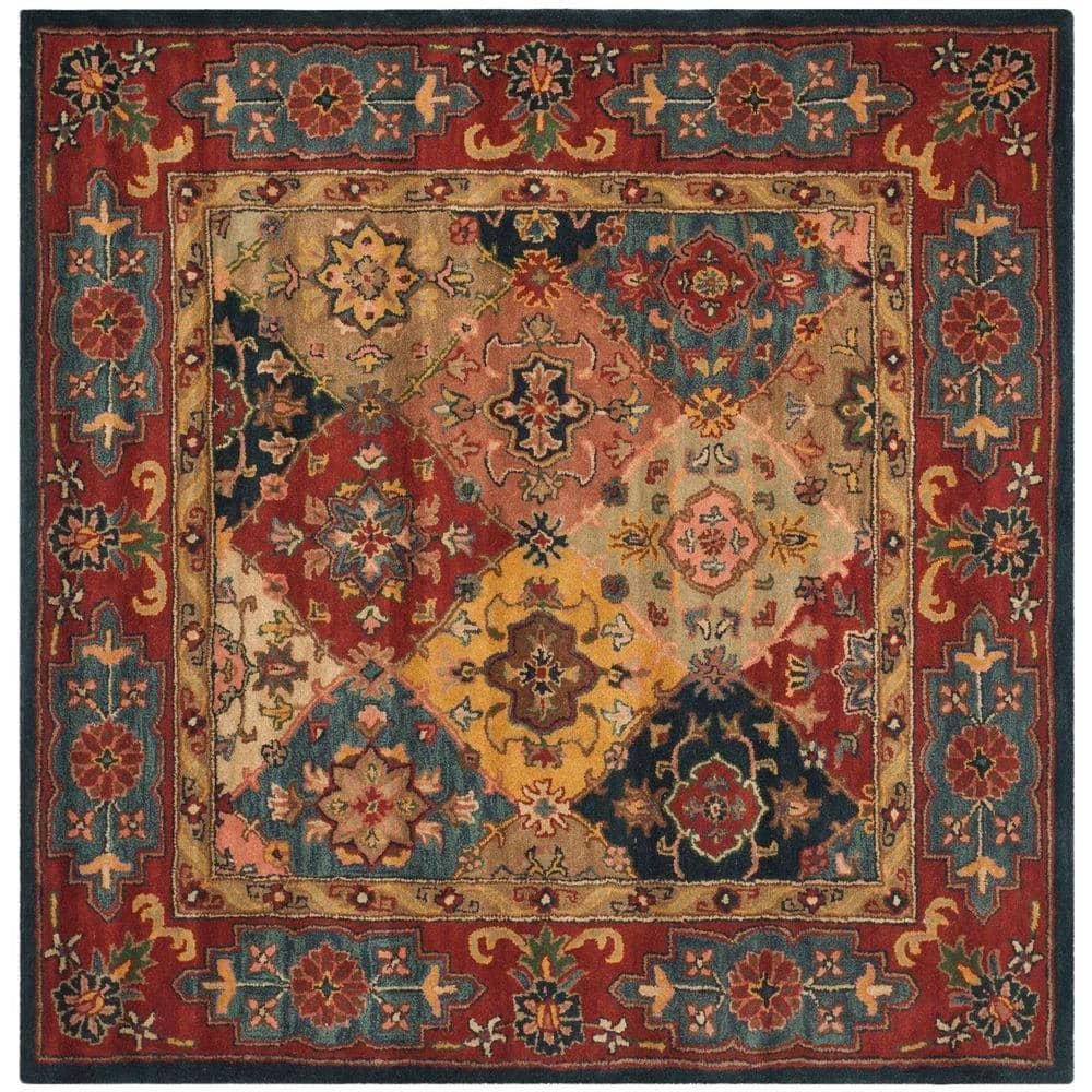 SAFAVIEH Heritage Trudi Traditional Wool Area Rug, Red/Multi, 10' x 10' Square