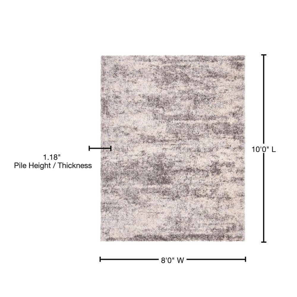 SAFAVIEH Berber Harold Abstract Plush Shag Area Rug, Grey/Cream, 8' x 10'