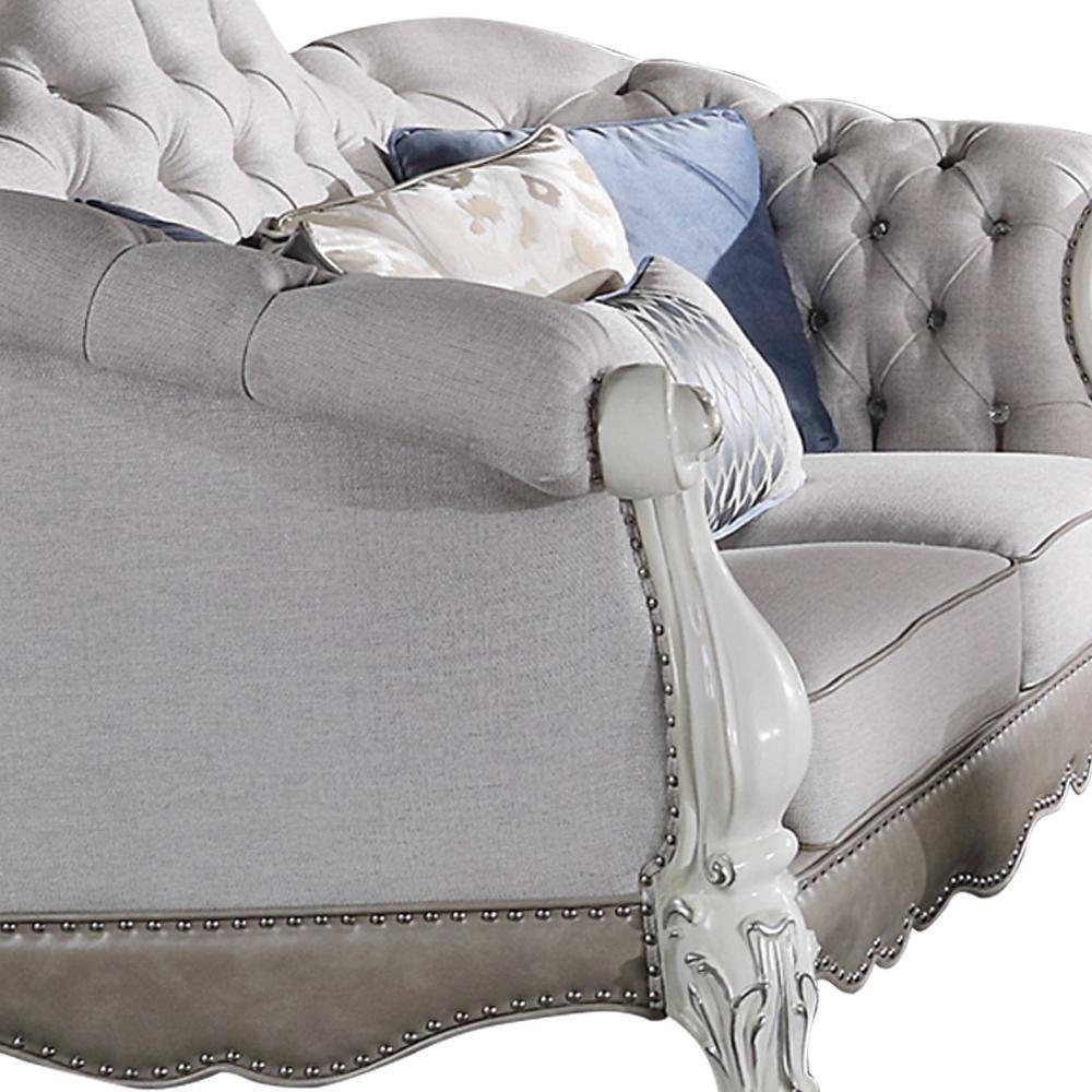 95" Dresden Sofa Synthetic Leather, Plush Seating & Carved Accents - Acme Furniture