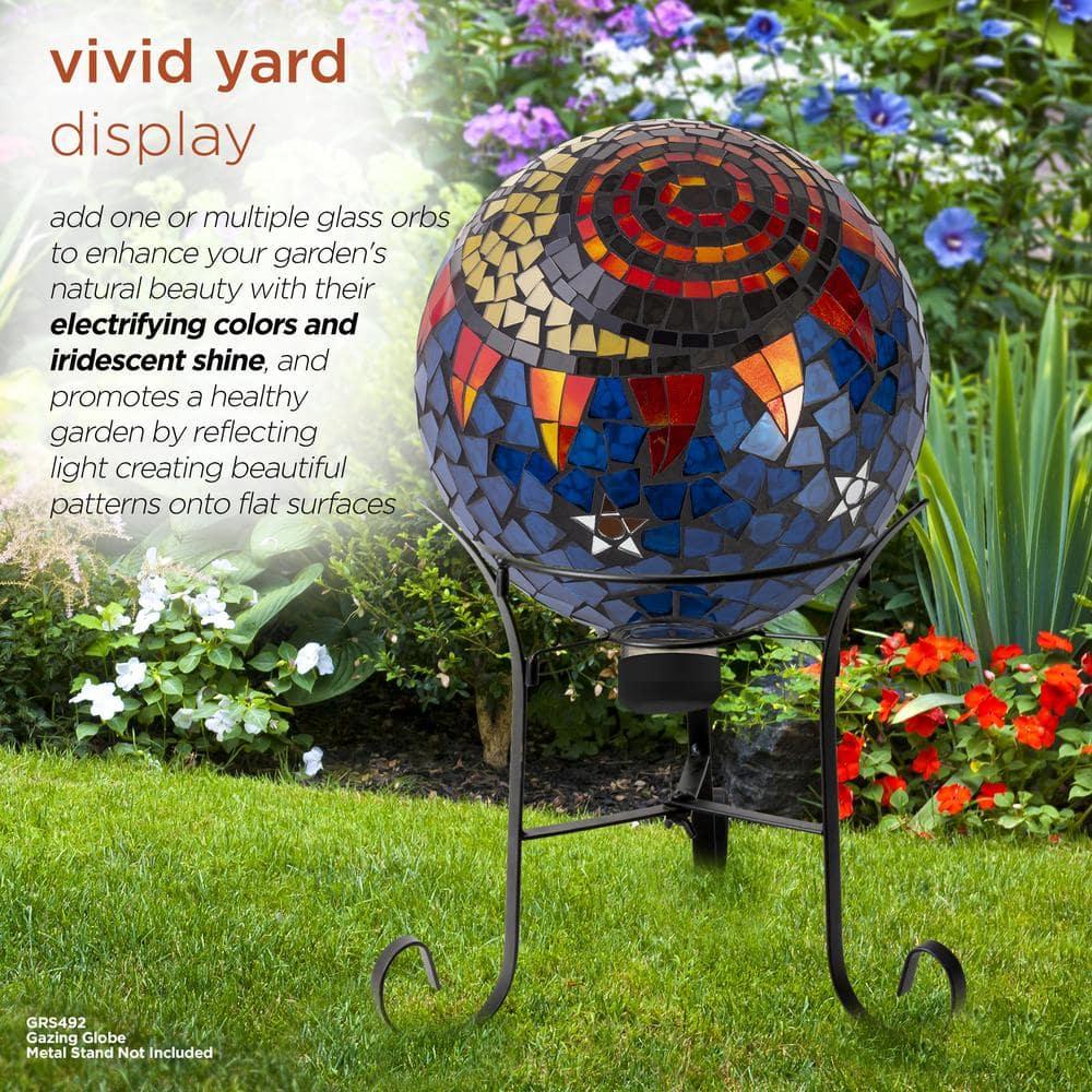 Alpine Corporation 10" Glass Mosaic Sun and Moon Gazing Globe, Multicolor