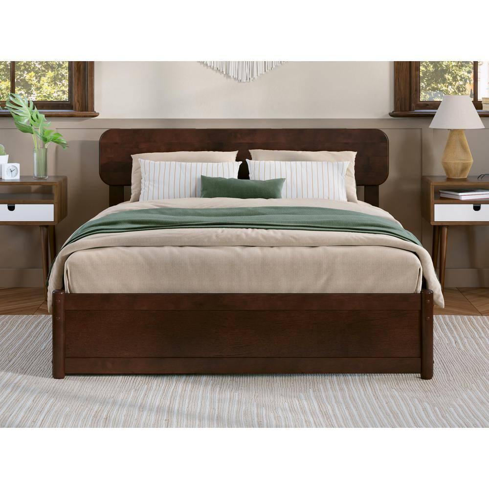 AFI Capri Full Solid Wood Platform Bed with Panel Footboard and Storage Drawers, Walnut