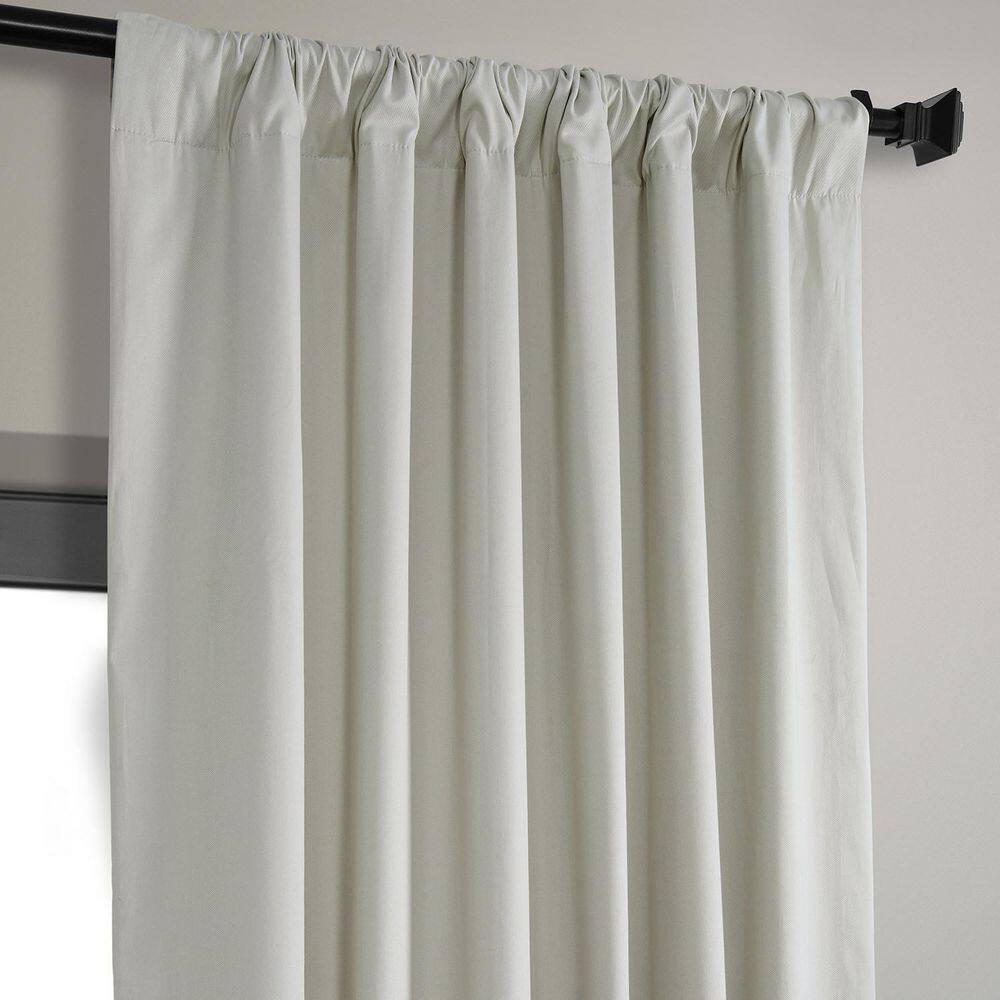 Light Greige Ivory Solid Cotton 50 in. W x 84 in. L Rod Pocket Blackout Curtain (Single Panel)