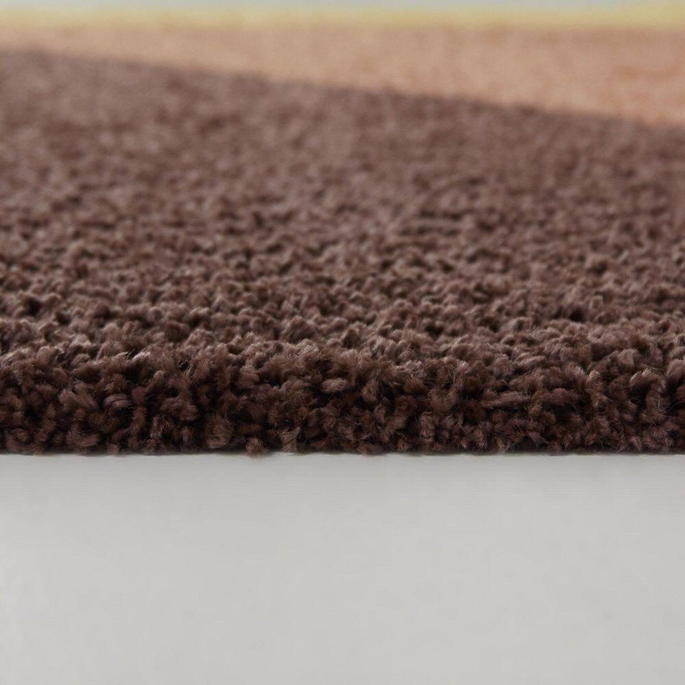 Balta  Jordan Modern Color Block Shag Area Rug Burnt Orange 4'4" x 6' 4' x 6' Tan, Gold, Cream