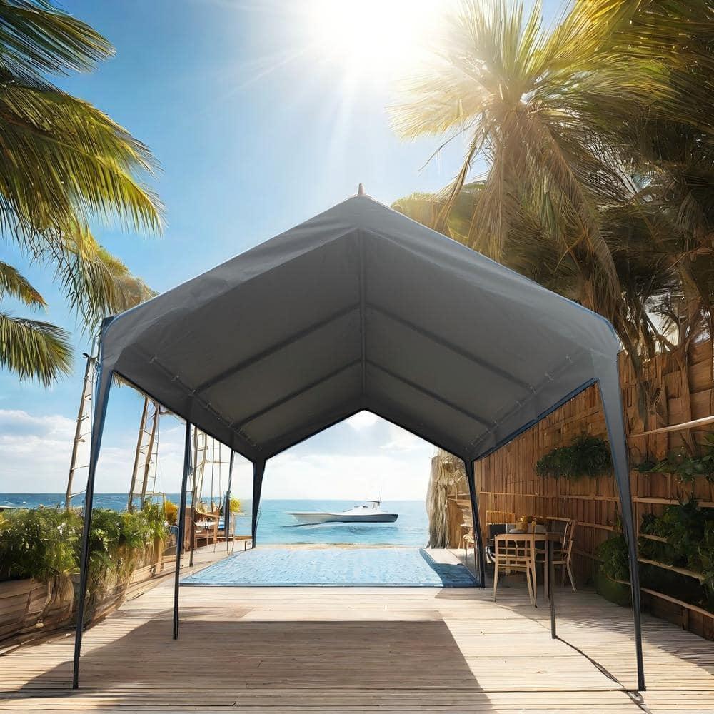 10x20 Feet Canopy with Sidewalls Canopy Tent Car Port Portable Garage Heavy Duty Tent (Gray)