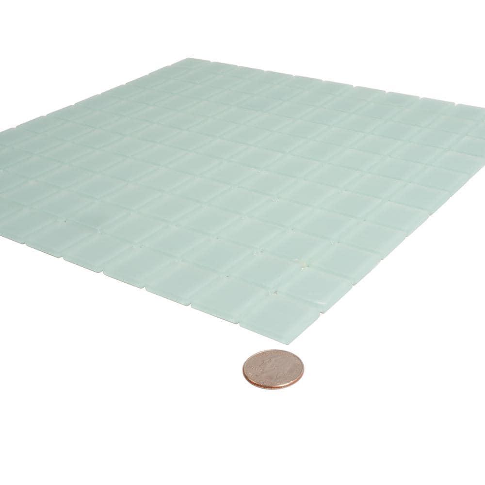 10 pack Blizzard Blue 11.8 in. x 11.8 in. 1 in. x 1 in. Matte Finished Glass Mosaic Floor and Wall Tile (9.67 sq. ft./Case)
