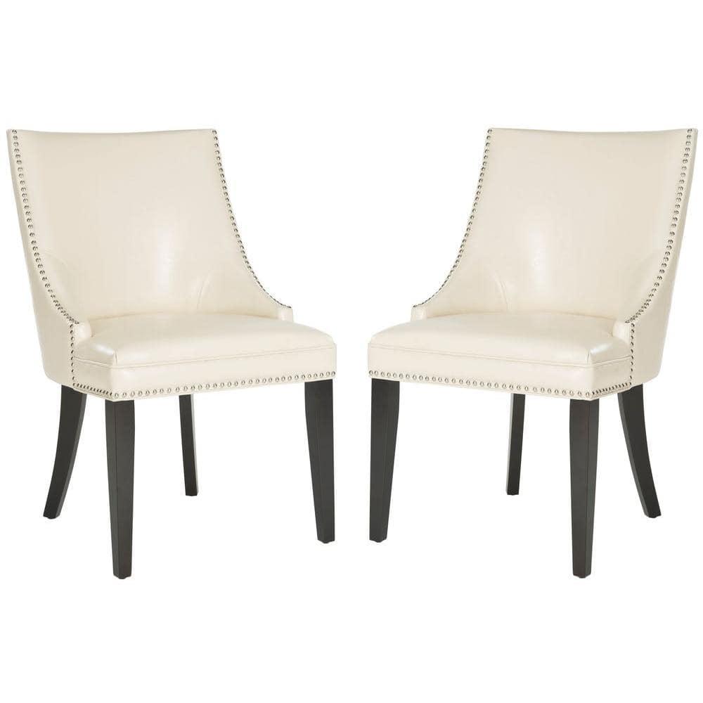 Afton 20"H Side Chair with Nail Heads (Set of 2) - Flat Cream - Safavieh