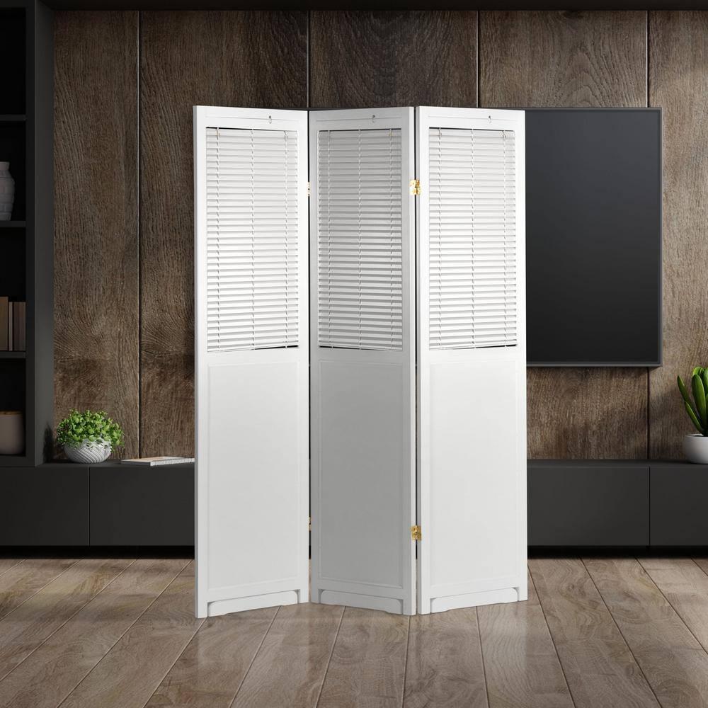 Oriental Furniture 6 ft. Tall Adjustable Shutter Room Divider White - 3 Panel