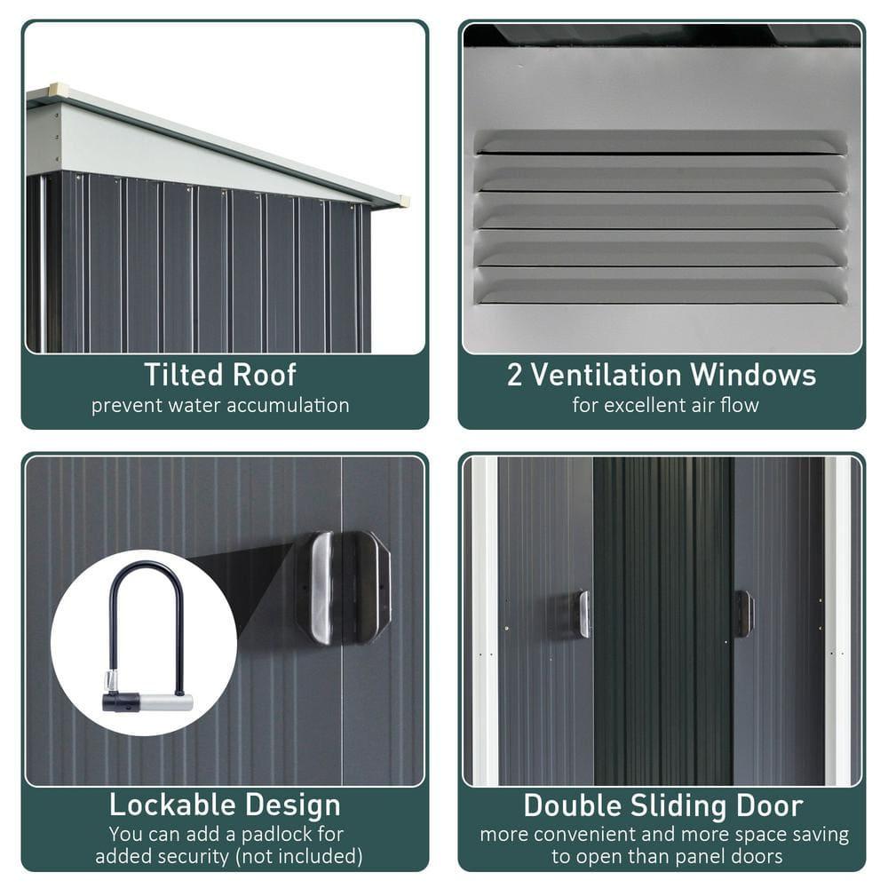 Outsunny 6' x 4' Metal Garden Shed, Backyard Tool Storage Shed with Dual Locking Doors, 2 Air Vents and Steel Frame, Black