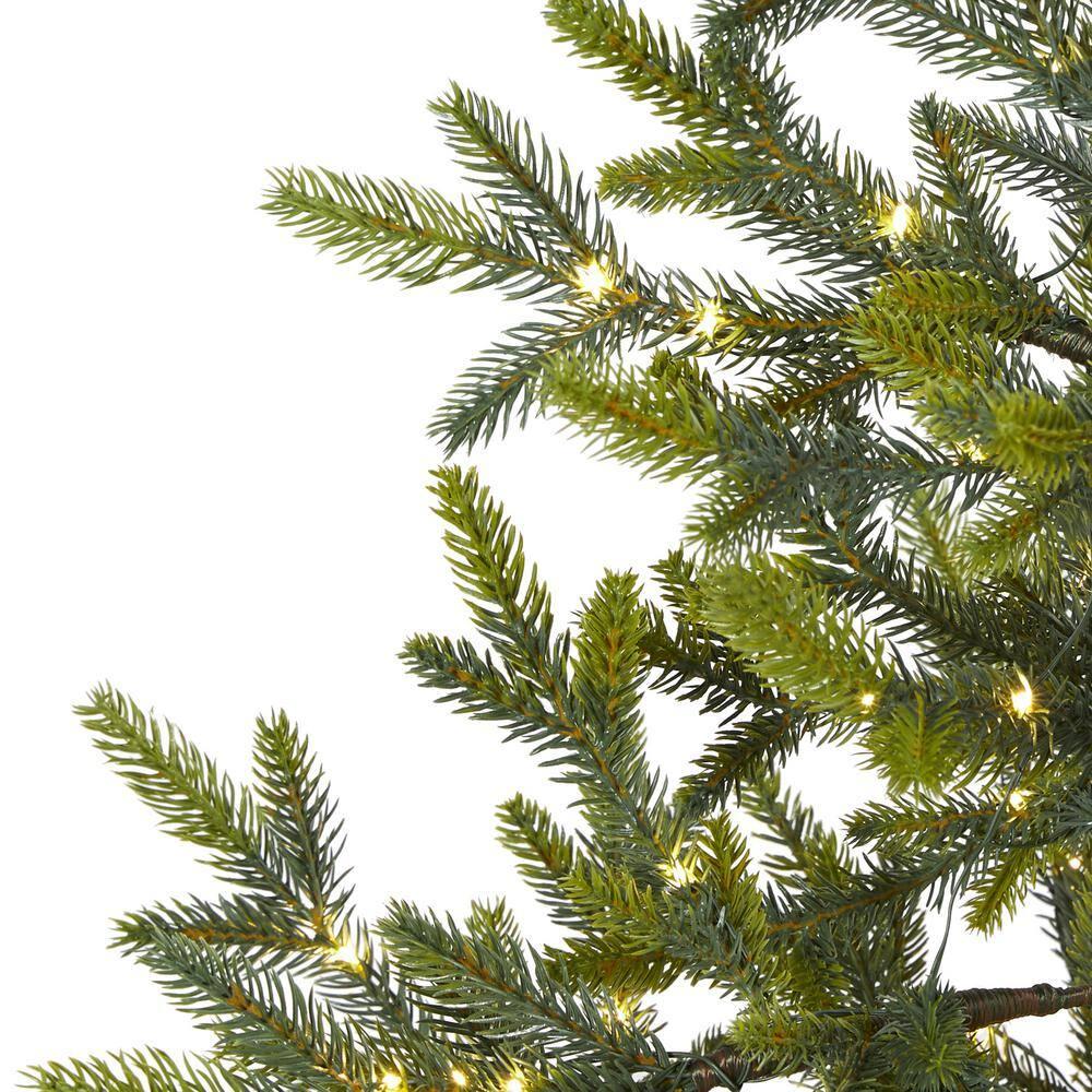 Nearly Natural 4' Green Fir Artificial Christmas Tree Prelit 100 Clear LED Lights