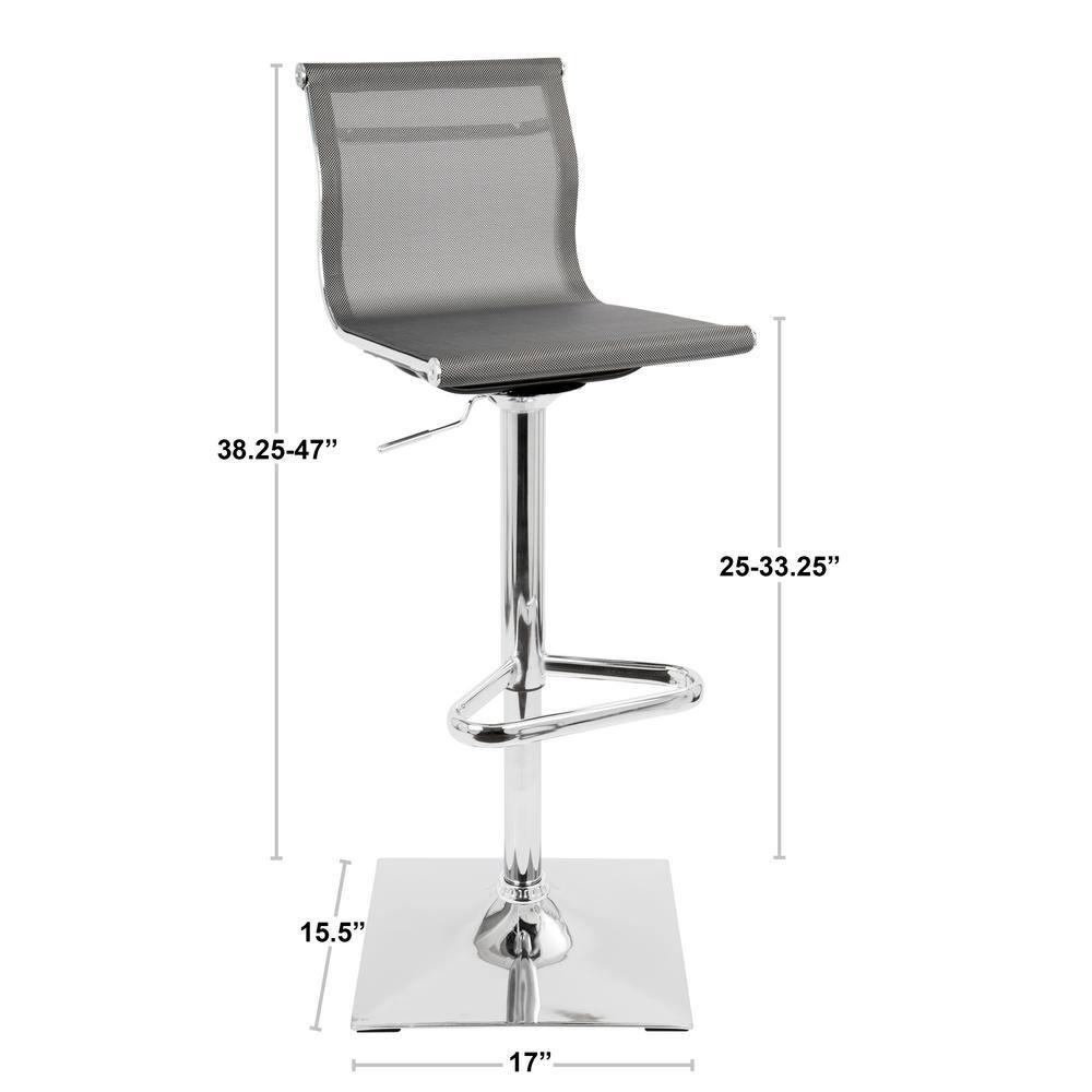 Mirage Contemporary Adjustable Barstool Silver - LumiSource: Chrome-Plated, Swivel, Low Back