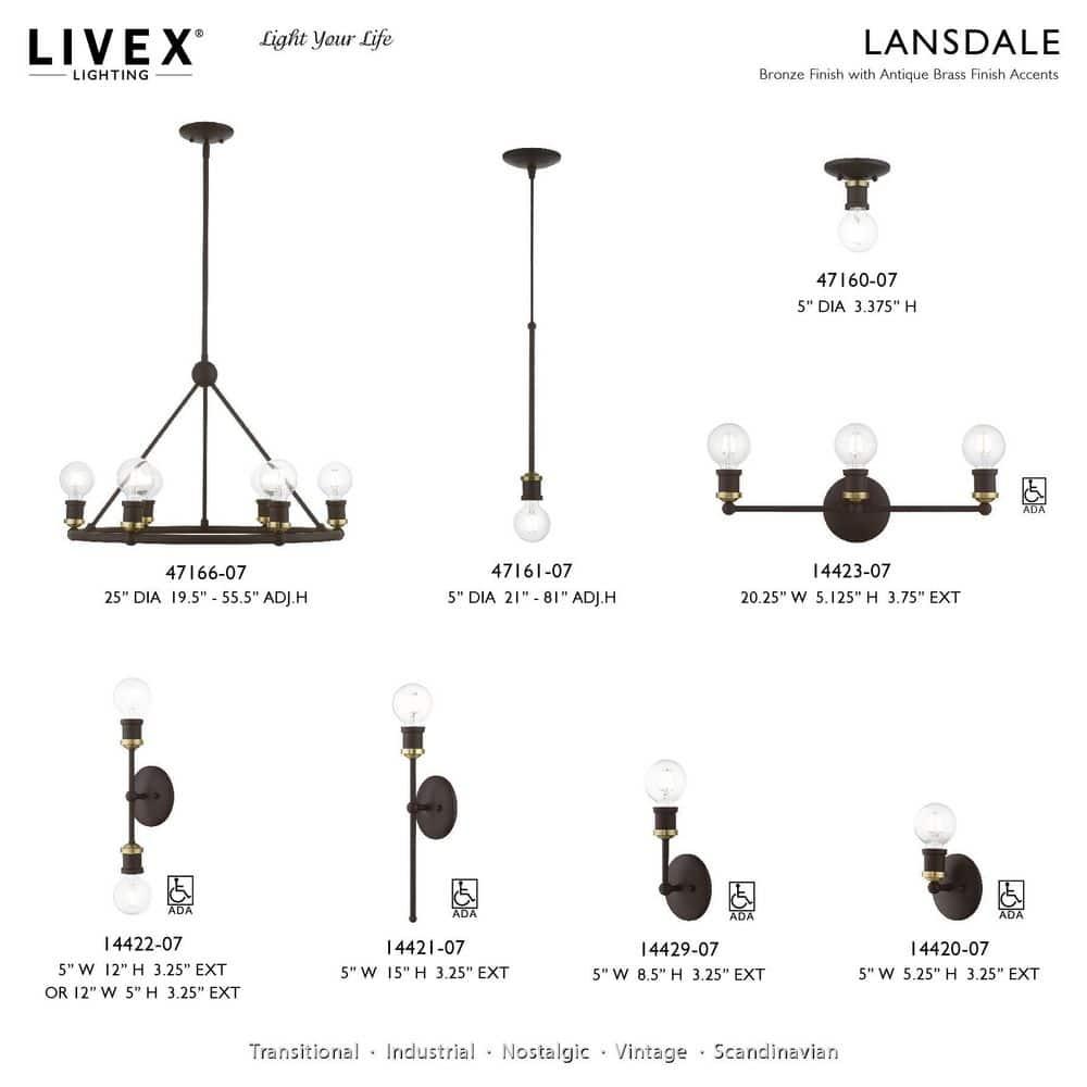 Livex Lighting Lansdale 1 - Light Pendant in  Bronze/Antique Brass