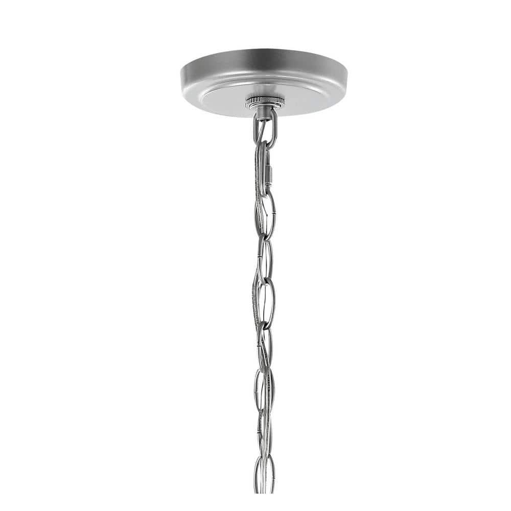 11" LED 4-light Ruth Classic Lantern Metal/Glass Pendant Silver - JONATHAN Y: ETL Listed, Adjustable Height
