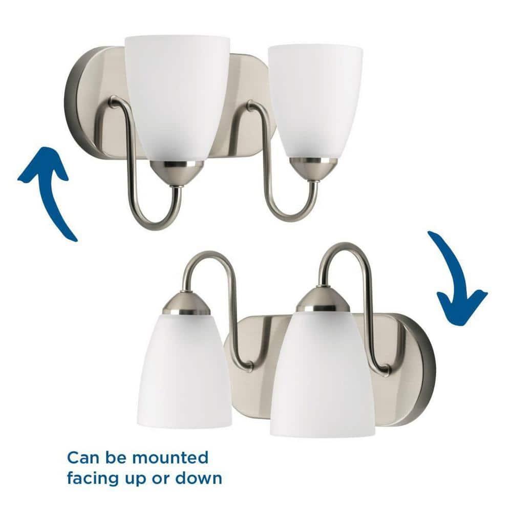 Progress Lighting Gather 2-Light Bath Bracket, Brushed Nickel, Etched Glass Shade