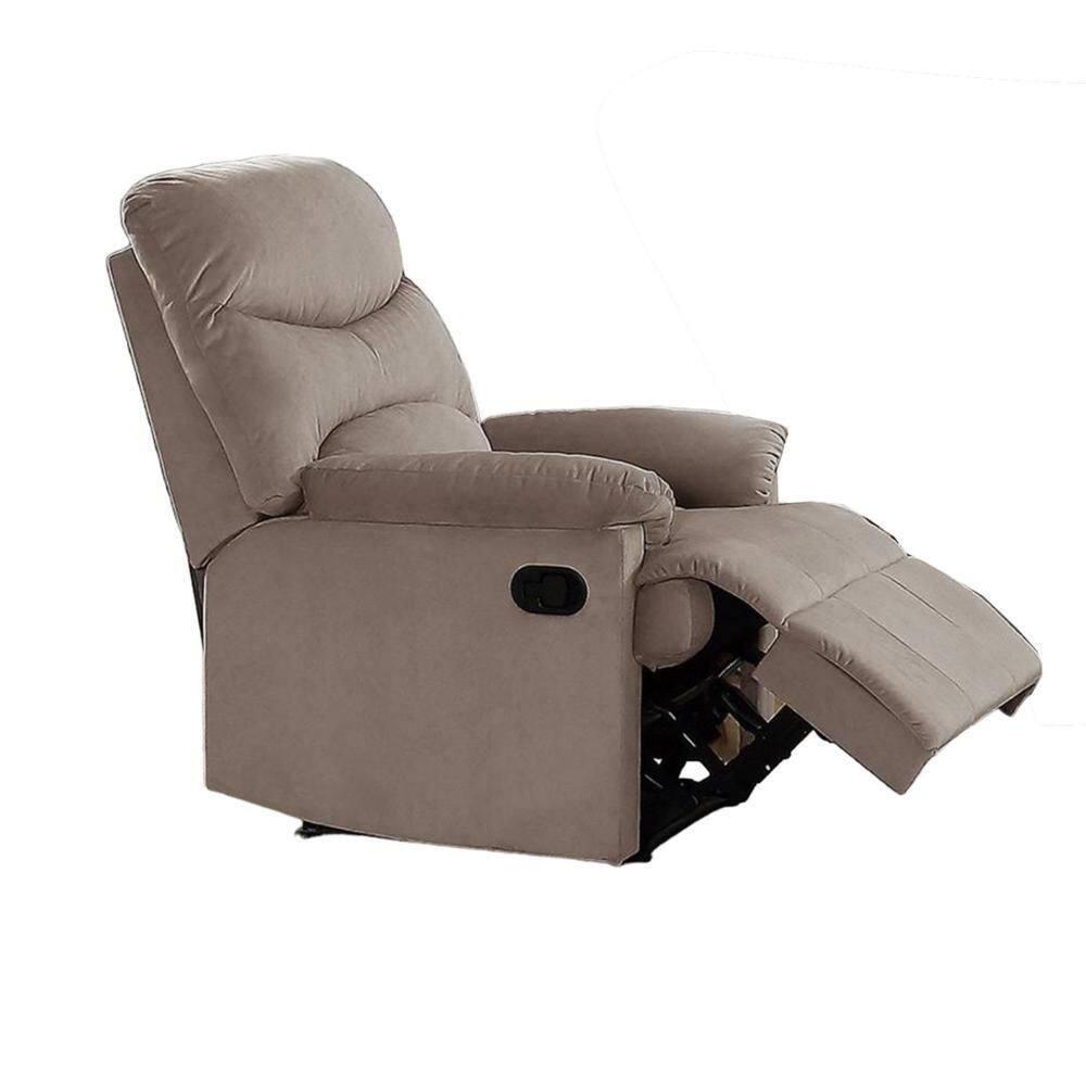 Benjara Karry Manual Recliner Chair, Cushioned Velvet, Solid Wood