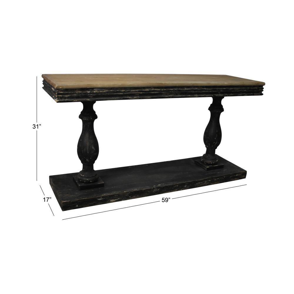 Vintage Wood Console Table Black - Olivia & May: Sturdy Foyer Table, Fixed Shelf
