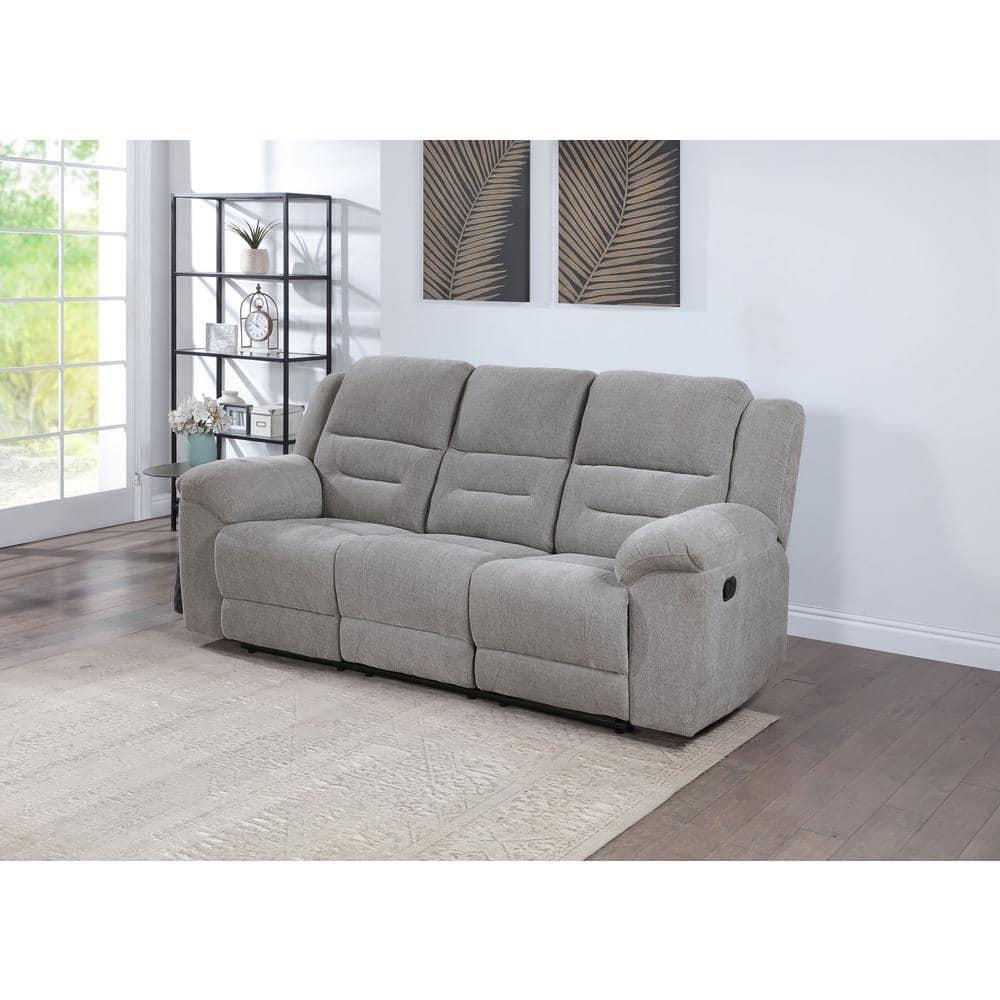 Gilson Chenille Upholstered Reclining Sofa Grey