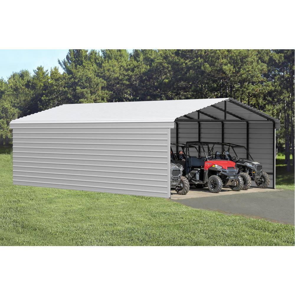 Arrow 29 x 20 ft Charcoal Carport with 2-sided Enclosure