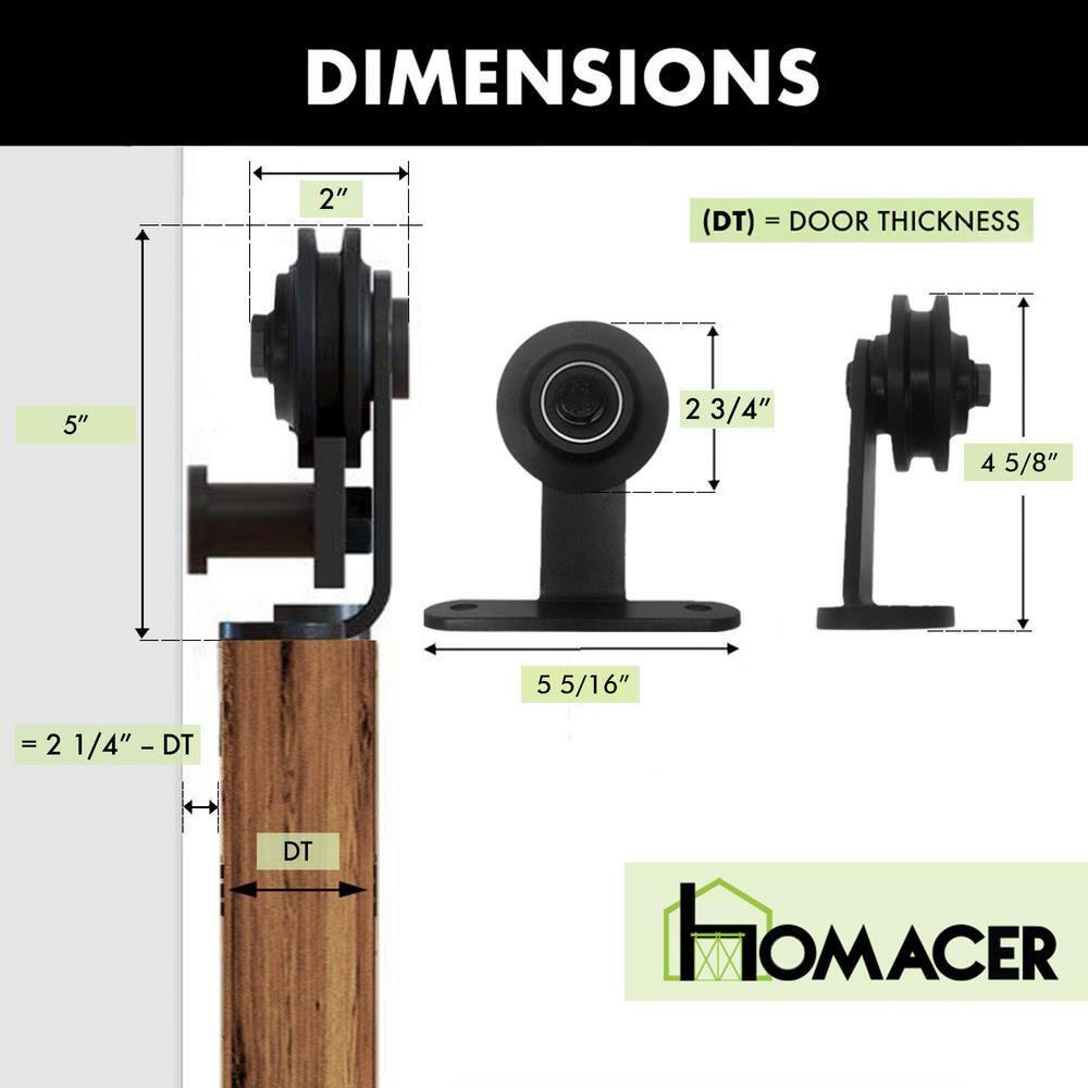 Homacer Black Rustic Sliding Barn Door Hardware Kit, for Two/Double Doors, 14ft Long Flat Track, T-Shape Design Roller, Heavy Duty, for Interior & Exterior Use