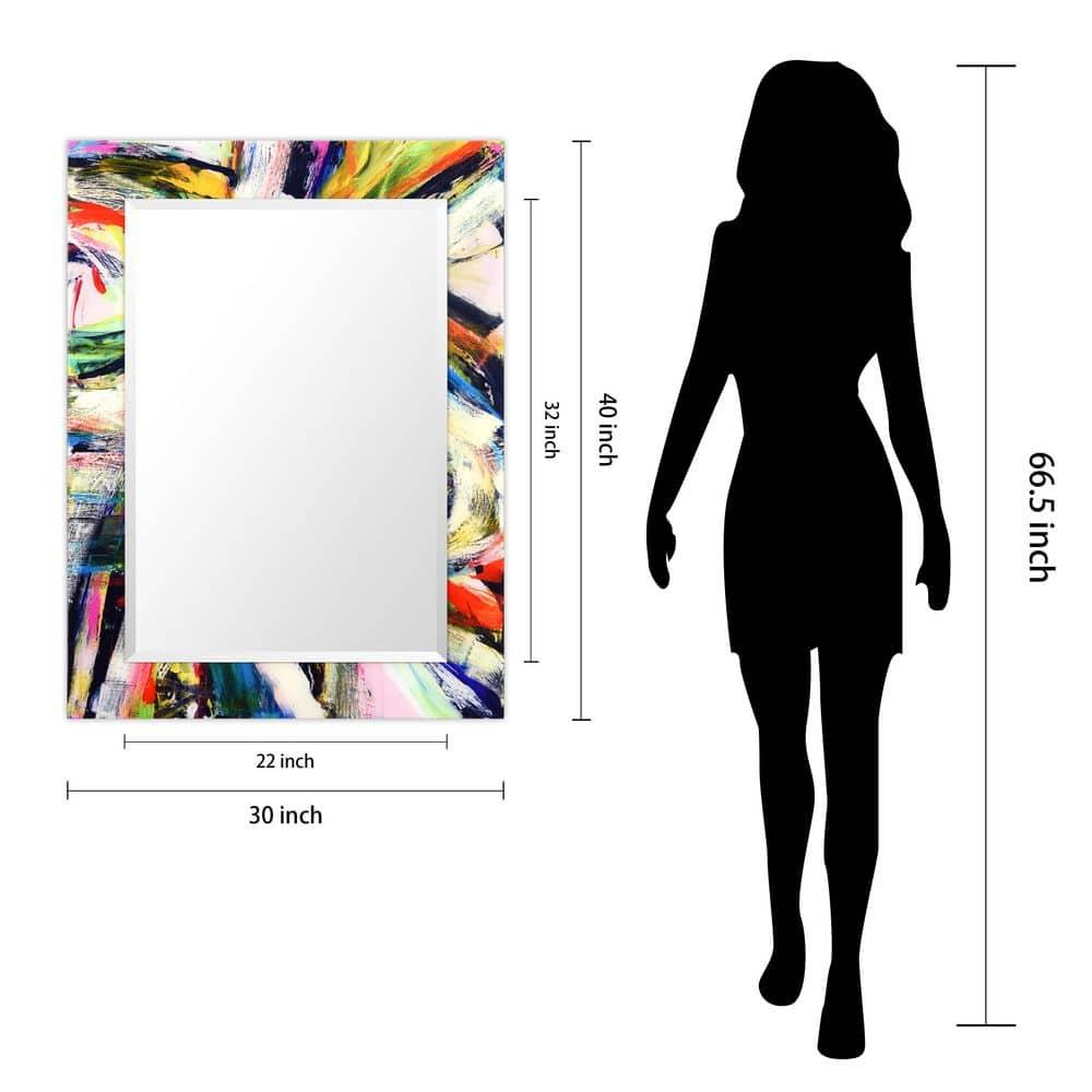 Empire Art Direct Rock Star Rectangular Beveled Mirror on Free Floating Printed Tempered Art Glass, 40" x 30" x 0.4" each, Ready to Hang