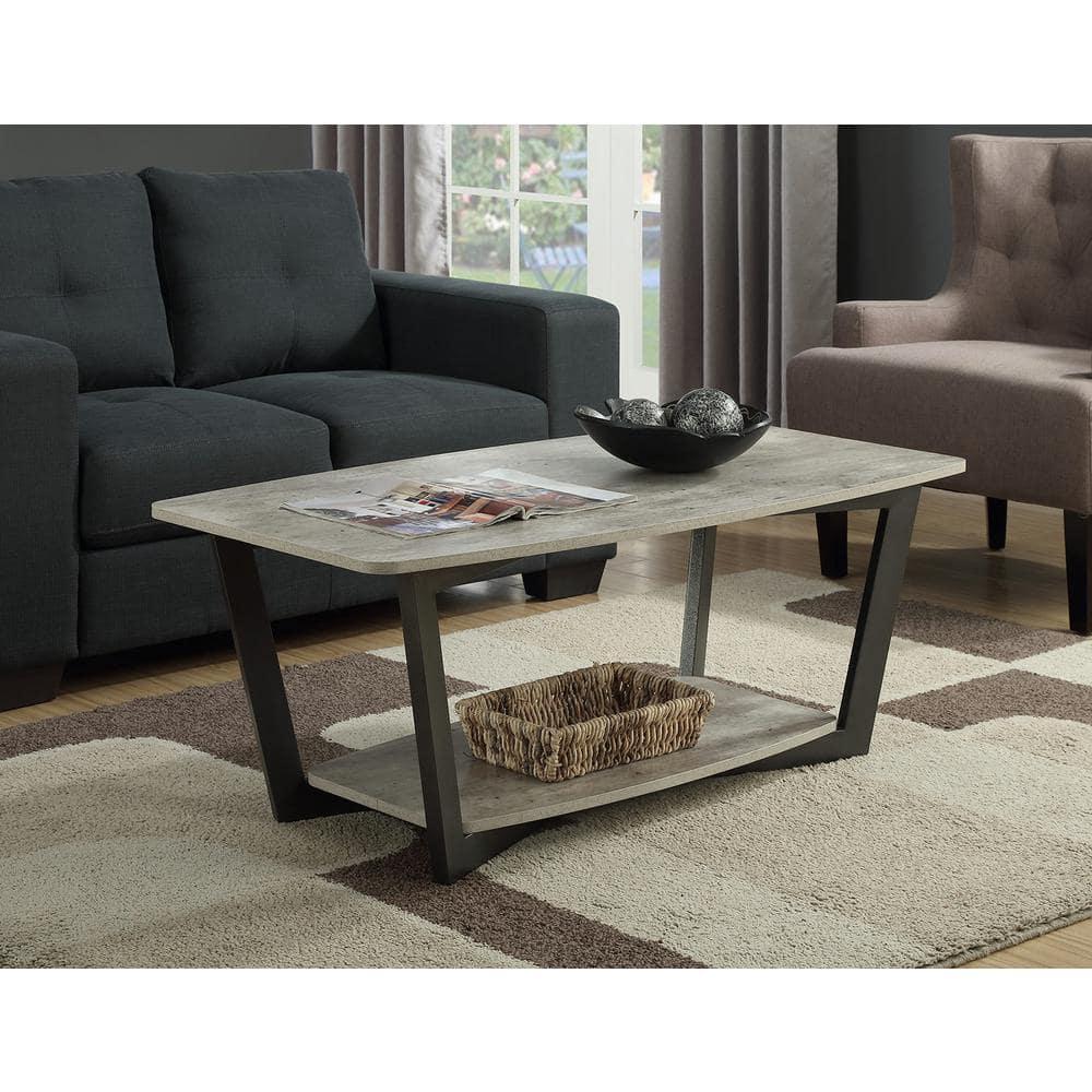 Convenience Concepts Graystone Coffee Table with Shelf, Faux Birch/Slate Gray