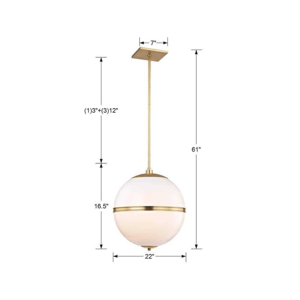 Crystorama Lighting Truax 3 - Light Pendant in  Aged Brass