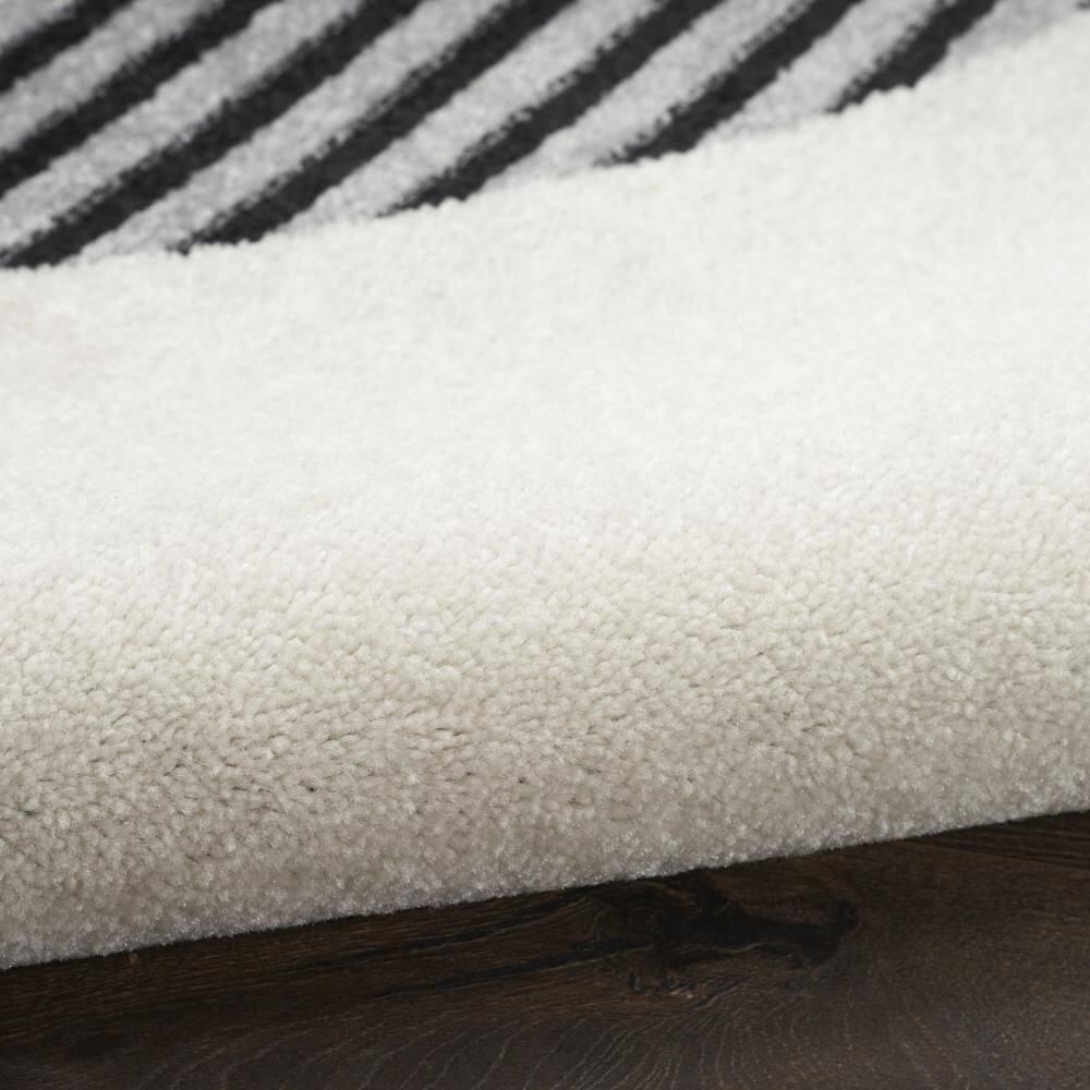 Nourison Modern Passion Circle Mid-Century Modern Indoor Rug Ivory/Black 6' x 9'