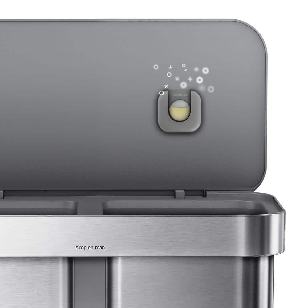 Simplehuman 58L / 15.3 Gallon Hands-Free Dual Compartment Recycling Kitchen Step Trash Can with Lid