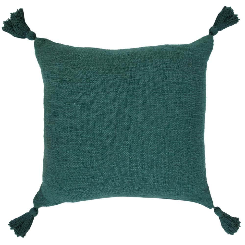Ox Bay Hampton 20" x 20" Green Solid Cotton Reversible Adult Decorative Throw Pillow