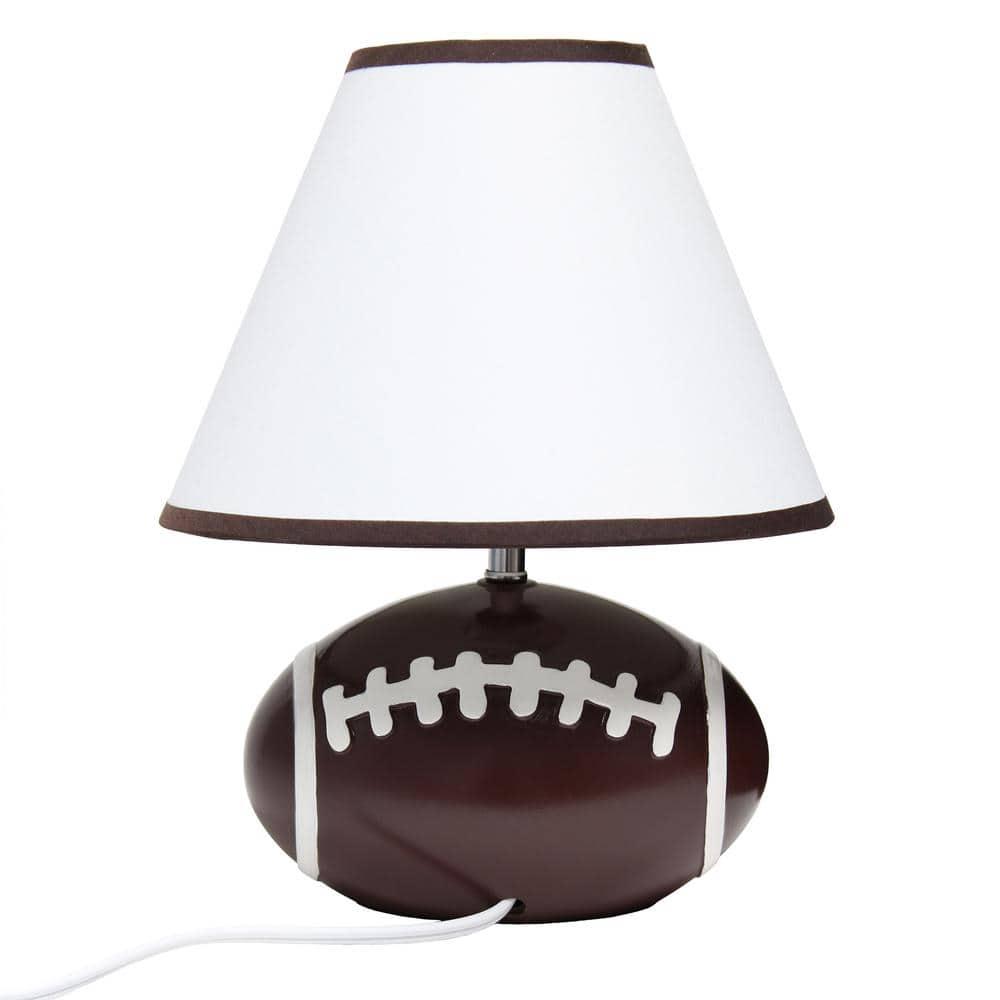 11.5" SportsLite Tall Athletic Sports Football Base Bedside Table Desk Lamp - Simple Designs: Ceramic Nightstand Lighting, ETL Listed
