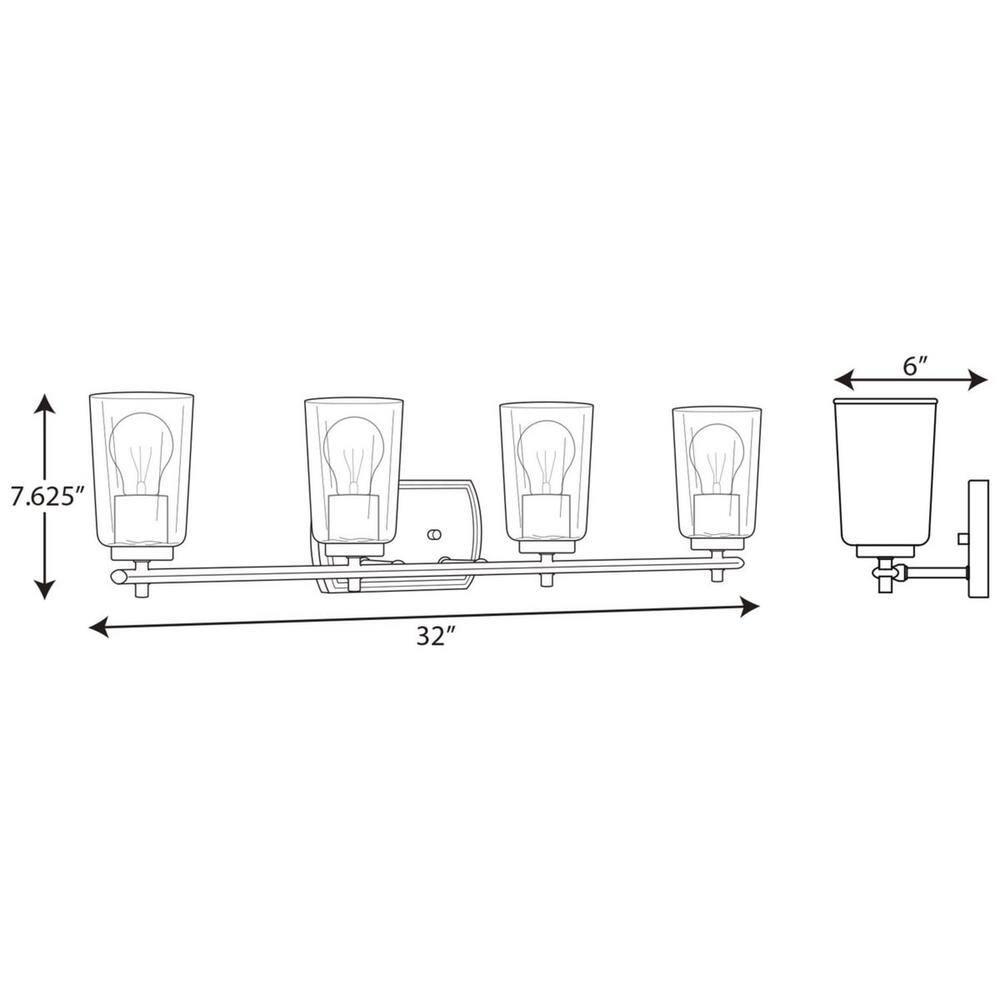 Progress Lighting Adley 4-Light Bath Vanity in Black with Clear Glass Shades