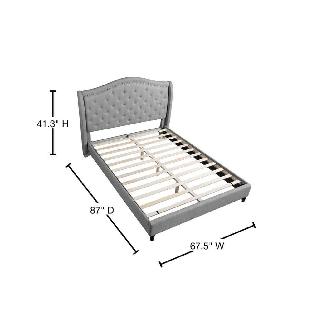 Best Master Furniture Queen Tufted Upholstered Panel/Platform Bed, Grey