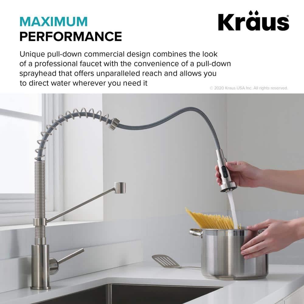 KRAUS Bolden Commercial Style 2-Function Single Handle Pull Down Kitchen Faucet with Soap Dispenser