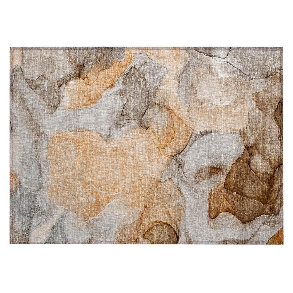 Addison Rugs Chantille Indoor/Outdoor Transitional Watercolors Orange Washable Rectangle Rug, 1'8" x 2'6"