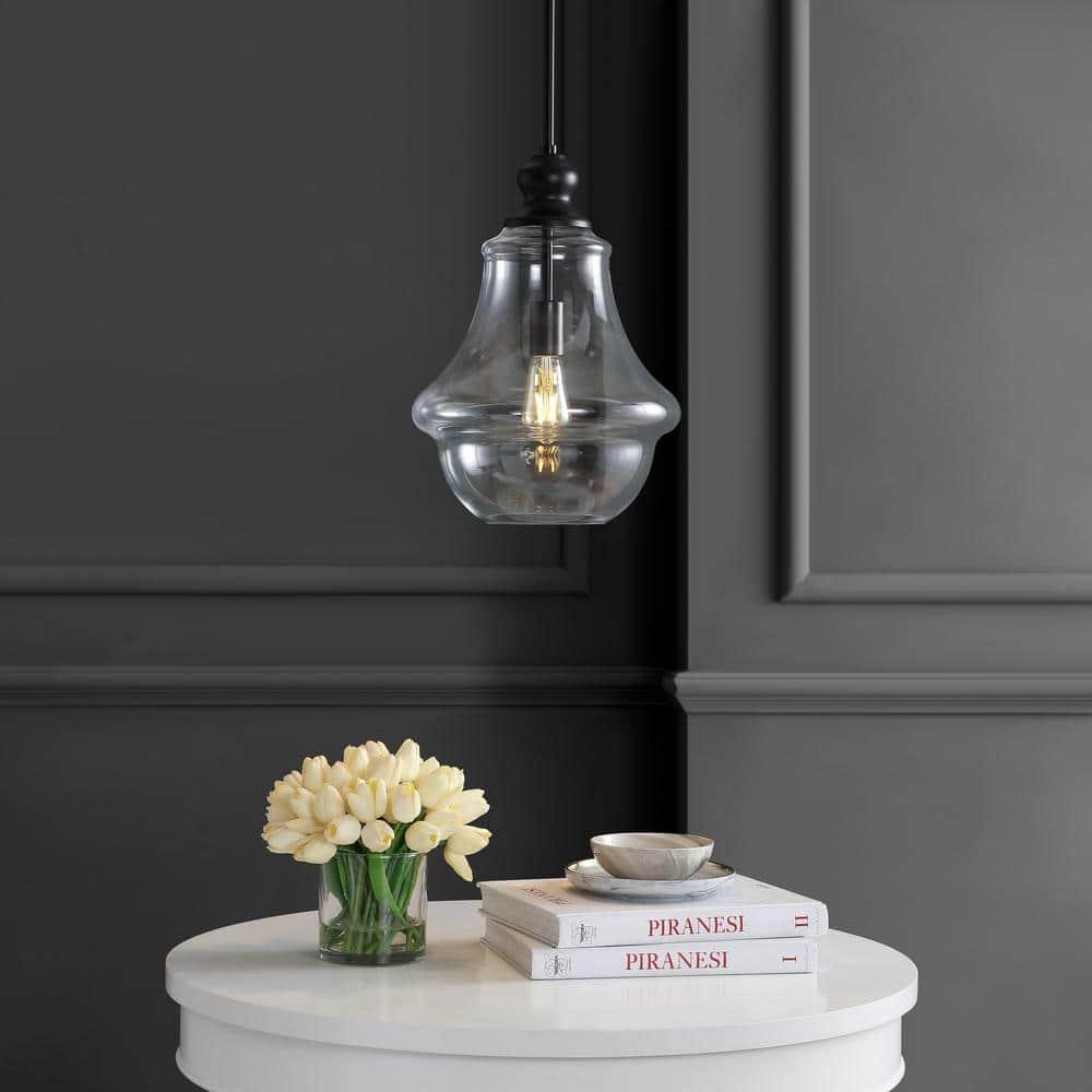 Adam 16" Adjustable Metal/Glass LED Pendant, Oil Rubbed Bronze