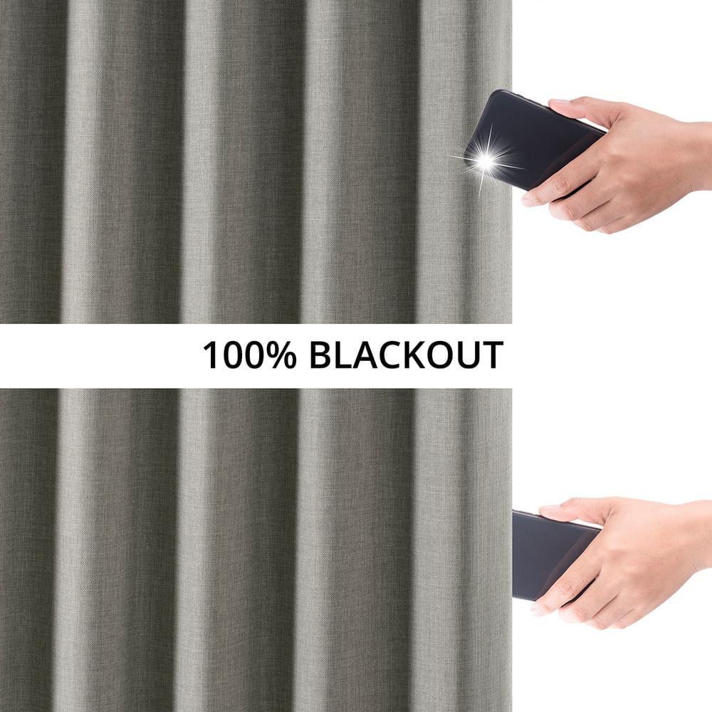 Signature Destination Slate Faux Linen Blackout Curtain (1 Panel), Destination Slate, 50W X 96L
