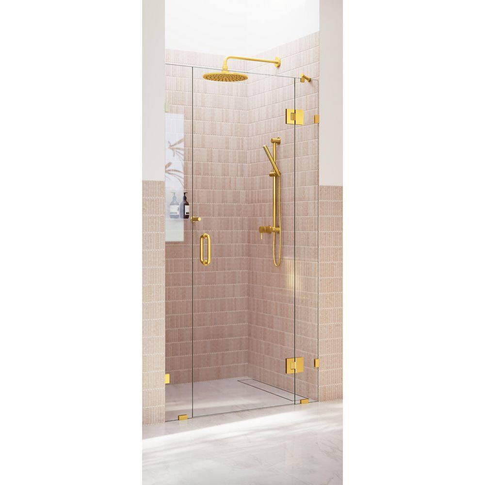 Glass Warehouse Stellar 39.25 in. W x 78 in. H Fully Frameless 3 Panel Inline Glass Hinged Shower Enclosure GHF-39.25-SB