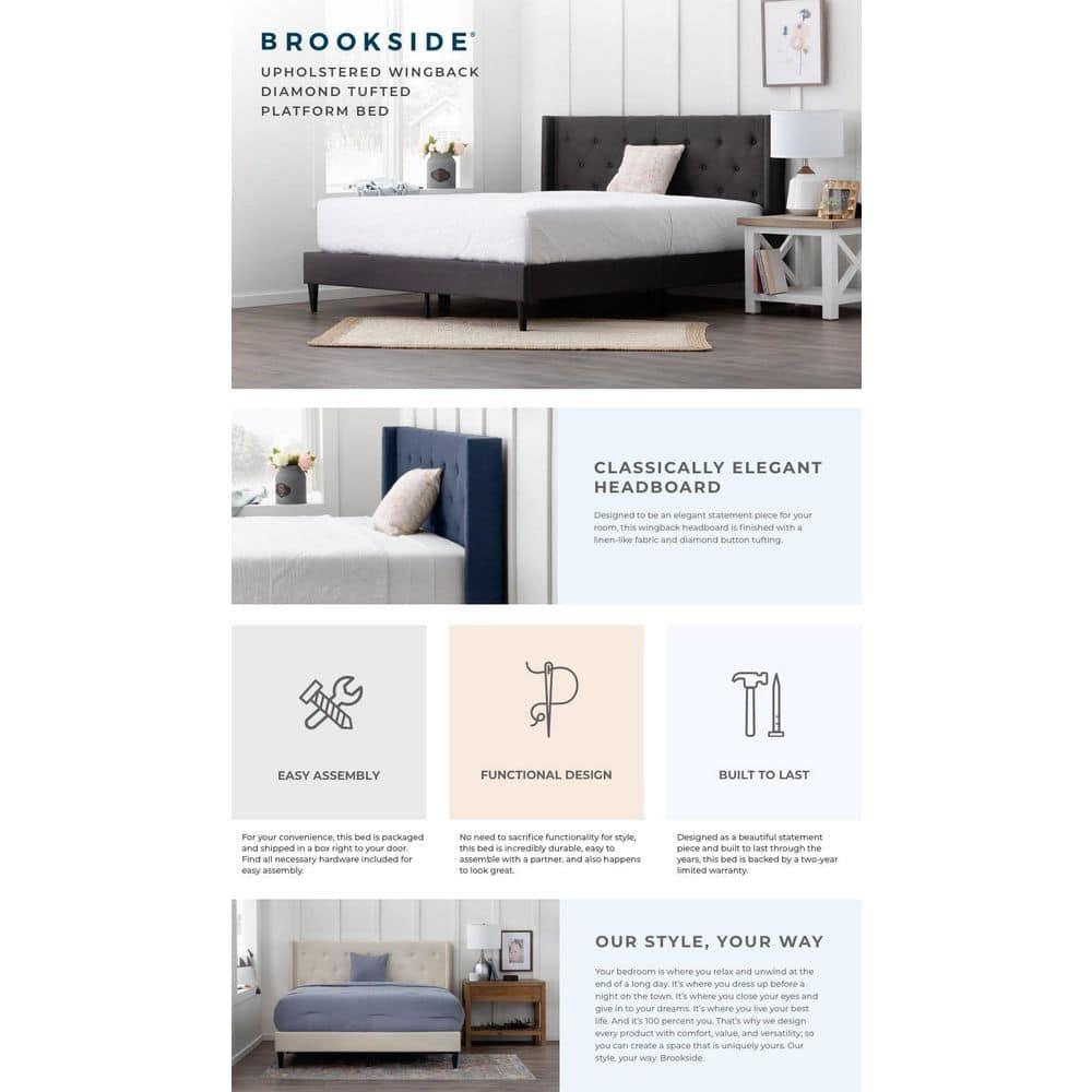 Isabella Upholstered Wingback Diamond Tufted Platform Bed - Brookside Home