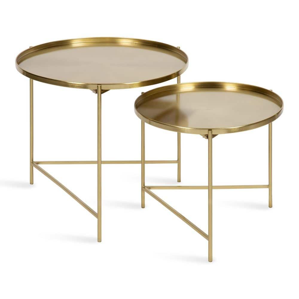 Kate and Laurel Ulani Round Metal Nesting Table, 2 Piece, Gold