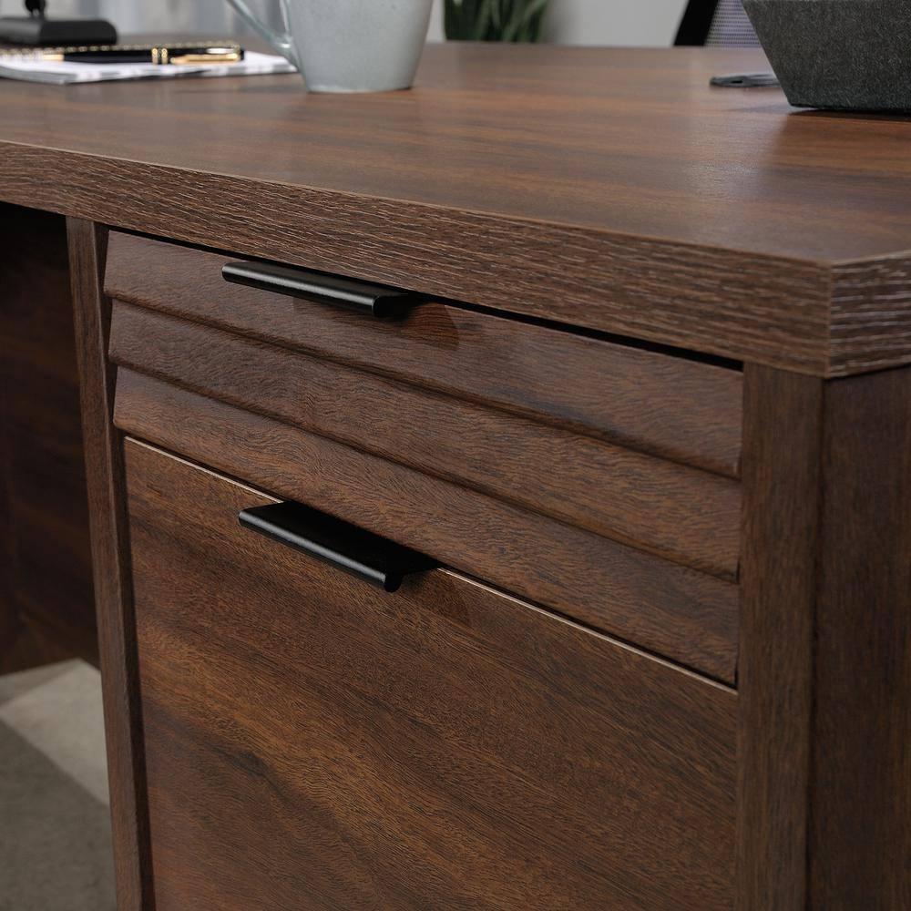 Executive Corner L-Desk in Spiced Mahogany with Filing Drawers