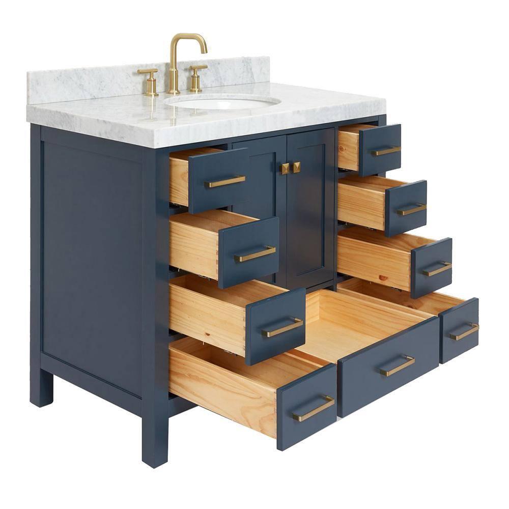 Cambridge 42'' Single Bathroom Vanity with Carrara Marble Top