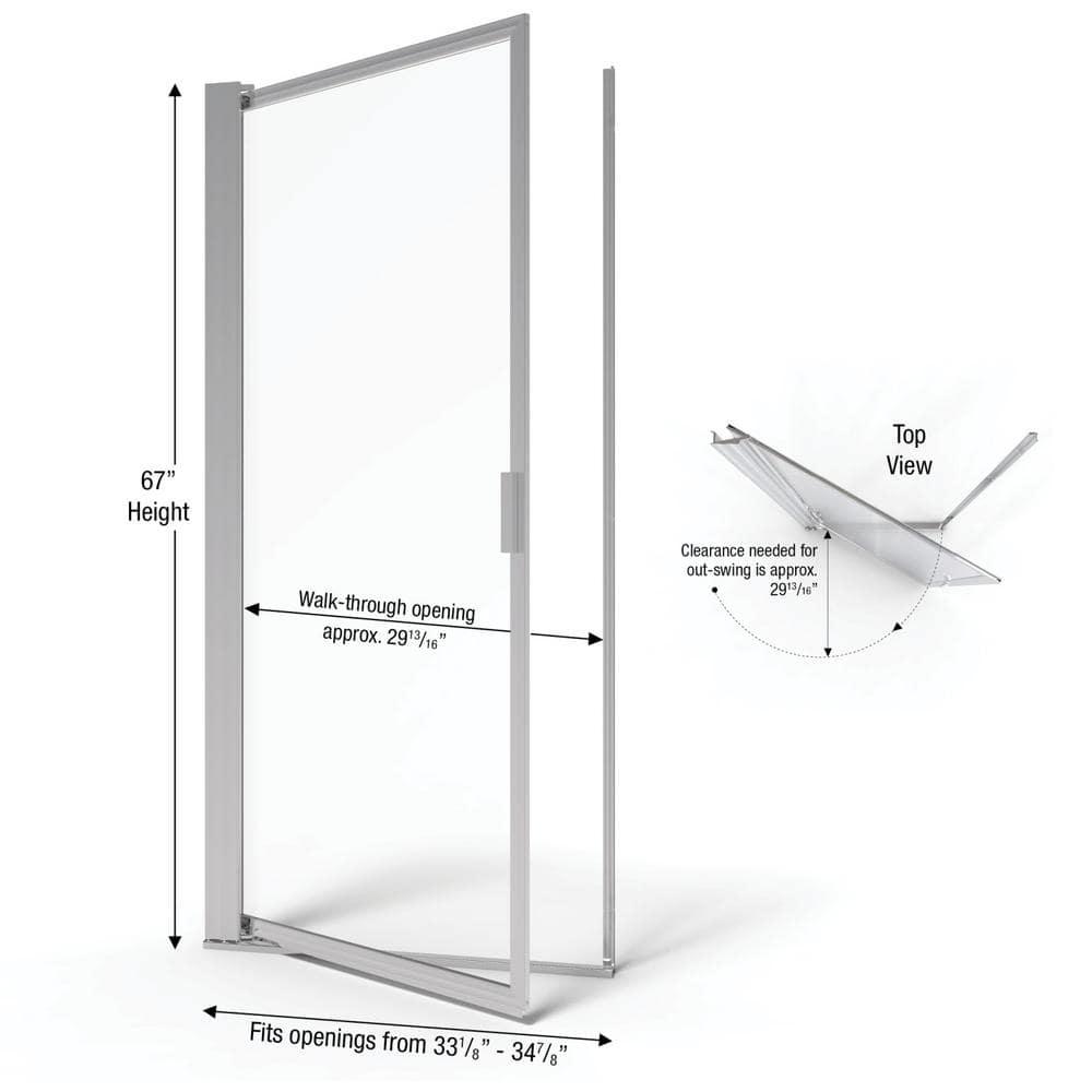 Sopora 34.88" x 67" Pivot Framed Shower Door