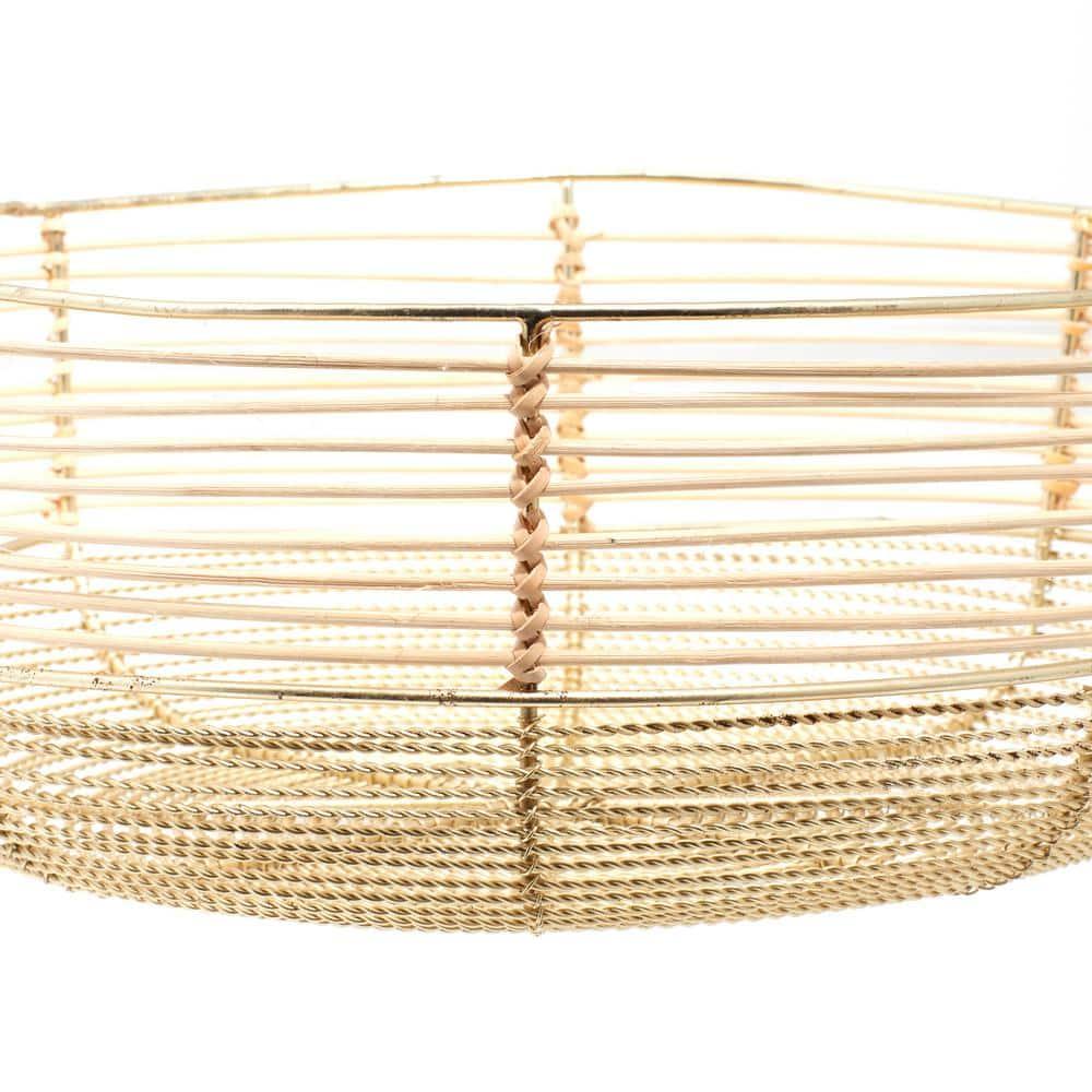 DecMode 9", 11", 13"W Round Wire Gold Metal Decorative Bowl, Set of 3
