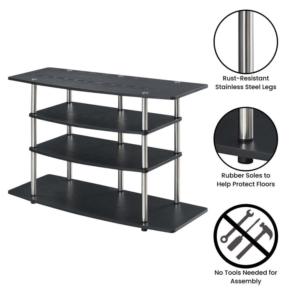 Convenience Concepts Designs2Go No Tools Wide Highboy TV Stand, Black