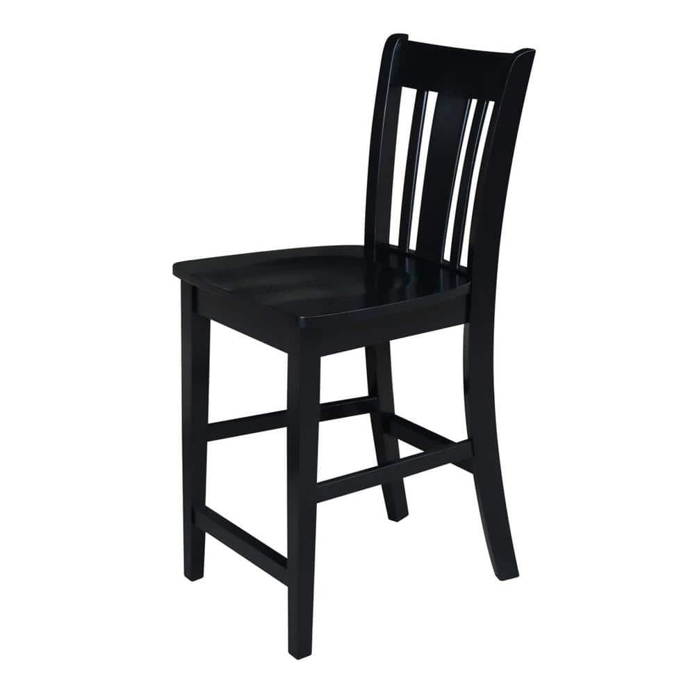 24" San Remo Counter Height Barstool Black - International Concepts: Solid Wood, Traditional Square Design, Durable Parawood