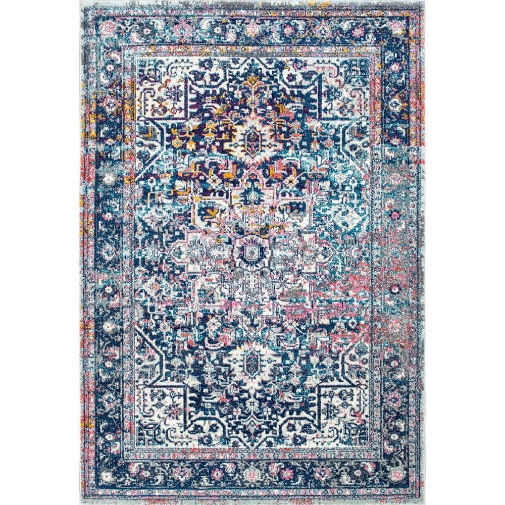 Nuloom Lilah Medallion 12x15 Indoor Area Rug for Living Room Bedroom Dining Room Kitchen, Blue/Multicolor