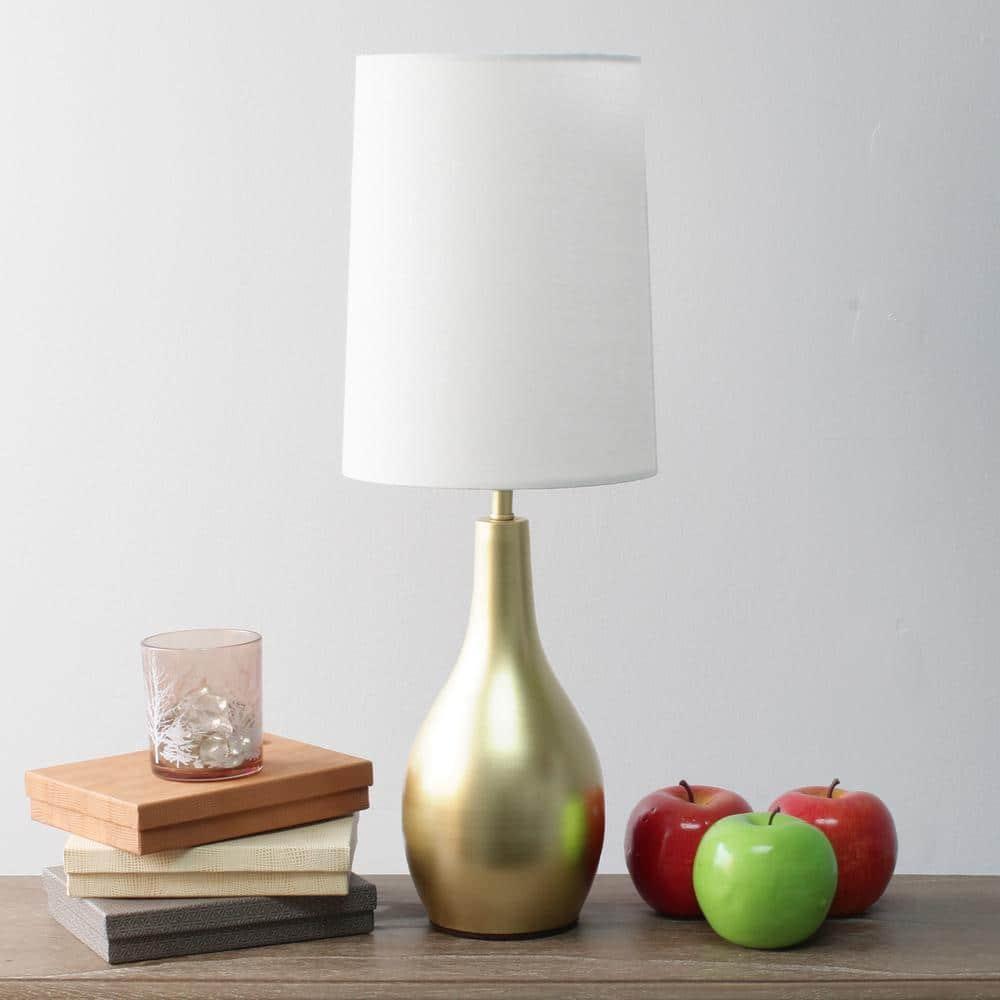 1 Light Tear Drop Table Lamp Gold - Simple Designs: Bedside, No Assembly Required, UL Listed, Cotton Shade