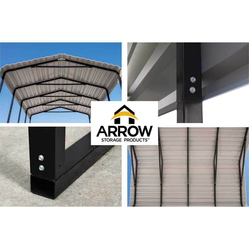 Arrow Carports Galvanized Steel Carport, RV Metal Carport Kit, 14' x 29' x 14', Eggshell