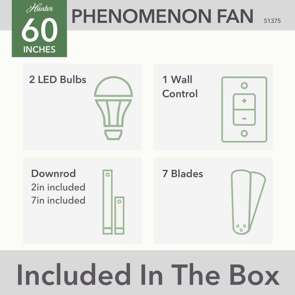 60" Phenomenon 7 - Blade Smart Standard Ceiling Fan with Wall Control and Light Kit Included